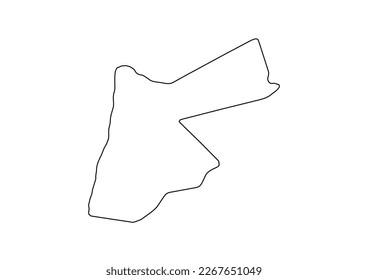 Mapa vectorial minimalista de Jordania con líneas lisas en blanco.