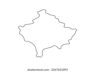 Minimalist vector map of Kosovo with smooth lines on white.