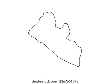 Minimalist vector map of Liberia with smooth lines on white.