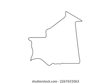 Minimalist vector map of Mauritania with smooth lines on white.