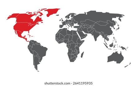 Minimalist vector map of North America continent
