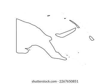 Minimalist vector map of Papua New Guinea with smooth lines on white.