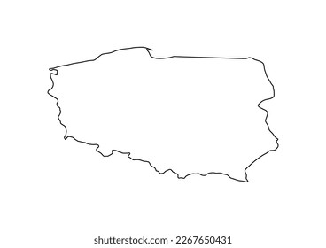 Minimalist vector map of Poland with smooth lines on white.