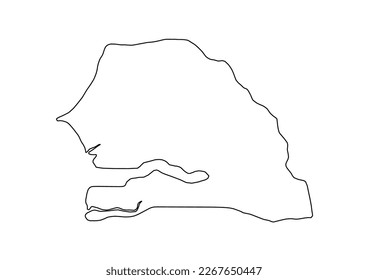 Minimalist vector map of Senegal with smooth lines on white.