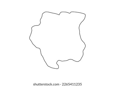 Minimalist vector map of Suriname with smooth lines on white.