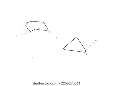 Minimalist vector map of United States of America with smooth lines on white.