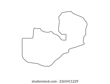 Minimalist vector map of Zambia with smooth lines on white.