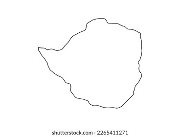 Mapa vectorial minimalista de Zimbabue con líneas suaves en blanco.