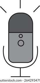 Ilustração de microfone de vetor minimalista em estilo de desenho animado plano, ideal para Podcast, gravação de voz e ícones de conteúdo de mídia
