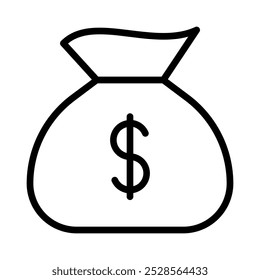 Vetor minimalista de uma bolsa de dinheiro, representando riqueza, economia e segurança financeira.