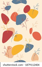 ornamento vectorial minimalista de flores y manchas. patrón elegante y estético para banner, textiles, papel de envoltura, . impresión, postales, sobres y respetuosos con el medio ambiente.
