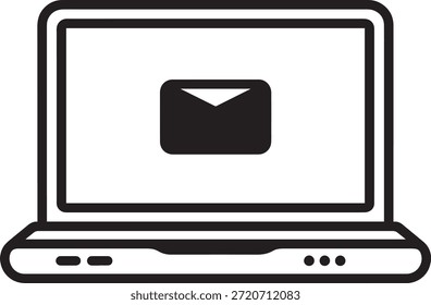 Esquema de Vector minimalista del dispositivo portátil que muestra el símbolo de notificación de correo electrónico en la pantalla para conceptos de comunicación o tecnología