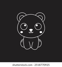 Diseño minimalista del oso panda del Vector fijado contra un fondo oscuro