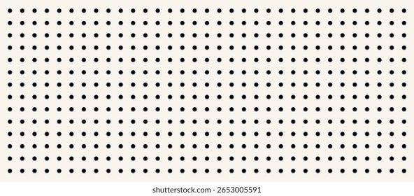 Minimalist vector pegboard background. Clean, seamless grid of perforated dots on a white or light backdrop. Ideal for organizational themes, retail displays, DIY projects, and modern backgound.