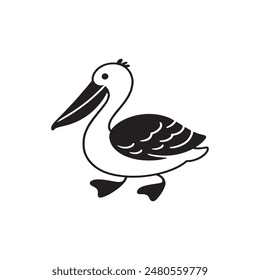 Minimalist Vector Pelican Art Illustration