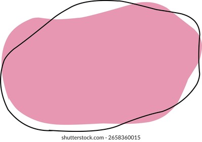Minimalist vector of a pink abstract shape outlined with a black freeform stroke, great for modern backgrounds or social content.
