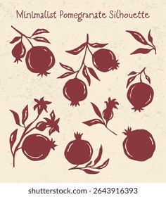Minimalist vector pomegranate silhouettes set