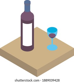 Minimalist vector of red wine with glass