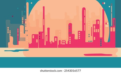 A  minimalist vector  representation of the cityscape in pastel colors