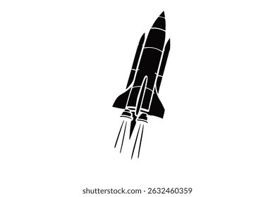 Minimalist vector rocket with clean lines, perfect for digital or print projects.