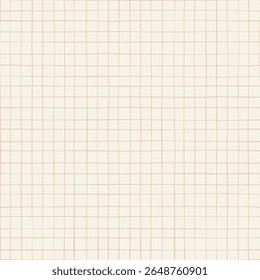 Minimalist vector seamless pattern with delicate beige checkered lines on warm white background for textiles, linens, and home decor
