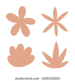 Minimalist vector set of abstract floral shapes in pastel colors. Perfect for branding, prints, textiles, stickers, and digital design. Trendy, modern, and aesthetic.