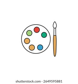 minimalist vector set of artist tools paintbrush