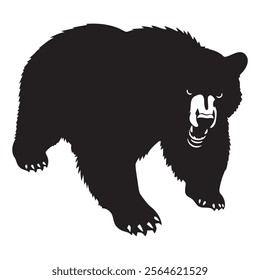 Minimalist vector silhouette of a bear, designed as a modern icon symbol, isolated on a clean white background. Perfect for logos, branding, and illustrative designs.