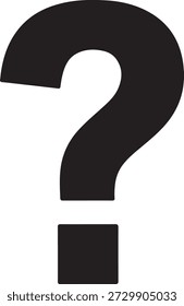 Silueta minimalista del Vector de un signo de interrogación audaz símbolo de puntuación aislado en un fondo blanco