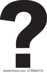 Minimalist vector silhouette of a bold question mark punctuation symbol