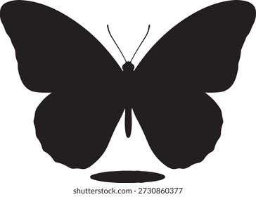 Minimalist vector silhouette of a butterfly with spread wings isolated on a white background