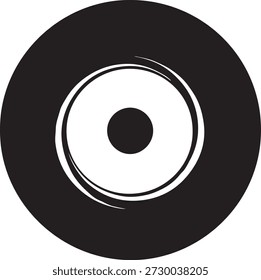 Minimalist vector silhouette of a classic circular vinyl record with a center label