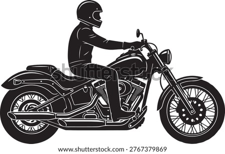 Minimalist vector silhouette of a classic cruiser motorcycle. Clean black shape isolated on white for easy editing.