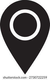 Silueta de Vector minimalista de un puntero de mapa clásico o icono de pin de ubicación aislado sobre un fondo blanco