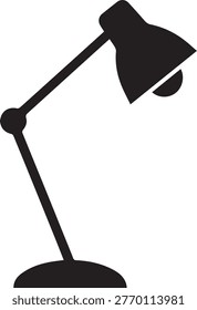 Minimalist vector silhouette of a desk lamp representing study office and home interior design