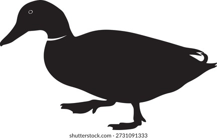 Silueta de Vector minimalista de un pato de pie en la vista de perfil aislado en un fondo blanco