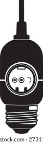 Minimalist vector silhouette of an electrical light socket or power connector isolated on a white background