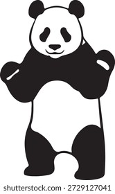 Silhueta vetorial minimalista de um panda gigante de pé em todas as quatro isoladas em um fundo branco