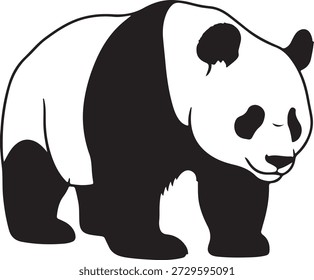 Silhueta vetorial minimalista de um urso panda gigante andando de quatro