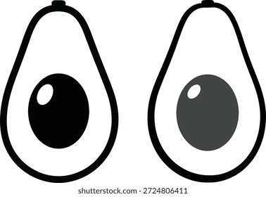 minimalistische Vektorsilhouette einer halbierten Avocado 