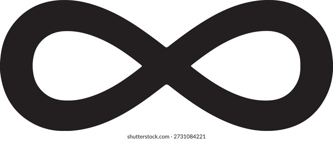 Silueta de Vector minimalista de un símbolo de infinito aislado sobre un fondo blanco