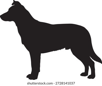 Silueta minimalista del Vector de un perro Grande que se coloca aislado en un fondo blanco
