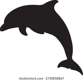 Silhueta vetorial minimalista de um golfinho pulando isolado em um fundo branco