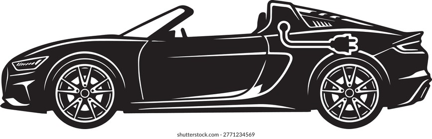 Minimalist vector silhouette of a lightweight open cockpit track speedster with an aggressive mid engine racing profile.