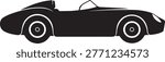 Minimalist vector silhouette of a lightweight track day speedster with an open cockpit and aggressive race stance.