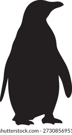 Silueta de Vector minimalista de un pingüino de pie en la vista de perfil aislado en un fondo blanco