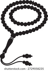 Silueta de Vector minimalista de cuentas de oración religiosa o un rosario aislado sobre un fondo blanco