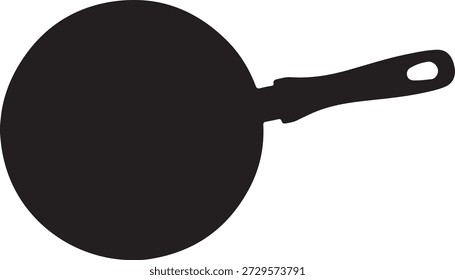 Minimalistische Vektorsilhouette einer runden Pfanne oder Pfanne von oben gesehen