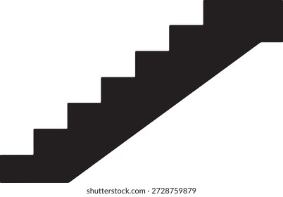 Minimalistische Vektorsilhouette einer Treppe oder eines Treppenhauses, aufsteigend, einzeln auf weißem Hintergrund