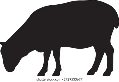Minimalistische Vektorsilhouette eines Schafes, das im Profil einzeln auf weißem Hintergrund steht